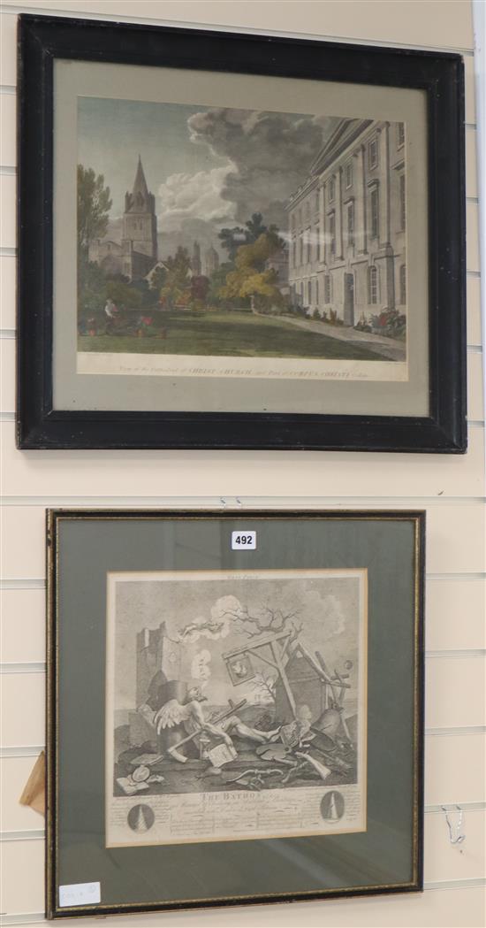 William Hogarth, engraving, The Bathos, 33 x 34cm and After Turner, engraving, Corpus Christi College, 34 x 44cm